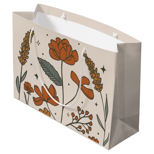 Boho Wildflower Large Gift Bag Groot Cadeauzakje (Achterkant Gekanteld)