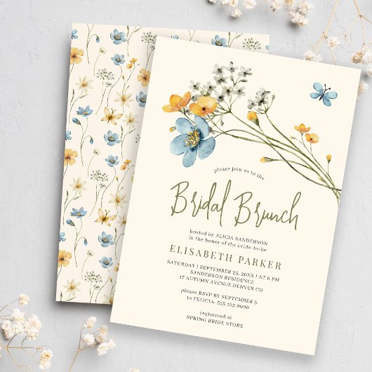 Boho wildflower lente bruids brunch kaart