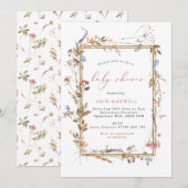 Boho Wildflower Lijst Baby shower Kaart (Voorkant / Achterkant)