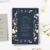 Boho Wildflower Lijst Navy Wedding Kaart