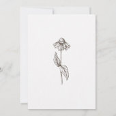 Boho Wildflower Line Art White Texture Wedding Kaart (Achterkant)