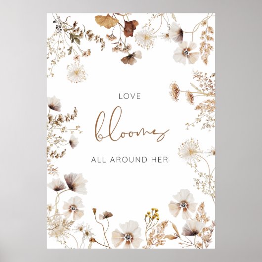 Boho Wildflower Love Blooms Poster (Voorkant)