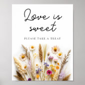 Boho Wildflower Love is Sweet Neem een traktatie Poster (Voorkant)