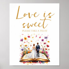 Boho Wildflower Love is Sweet Take a Treat Sign be Poster