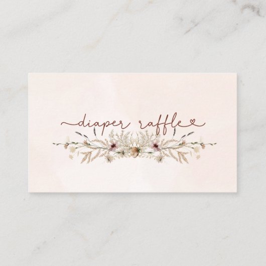 Boho Wildflower luier loterij Informatiekaartje (Achterkant)