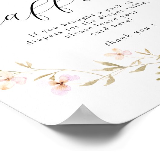 Boho Wildflower Luier Raffle Baby shower Poster (Hoek)