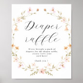 Boho Wildflower Luier Raffle Baby shower Poster (Voorkant)