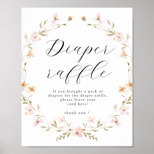 Boho Wildflower Luier Raffle Baby shower Poster (Voorkant)