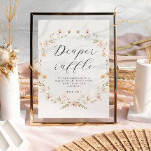 Boho Wildflower Luier Raffle Baby shower Poster