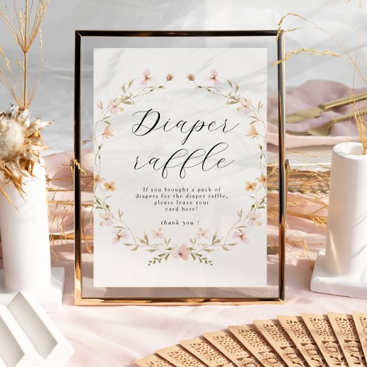 Boho Wildflower Luier Raffle Baby shower Poster