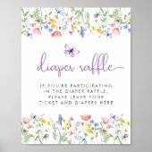 Boho Wildflower Luier Raffle Drop Off Baby shower Poster (Voorkant)