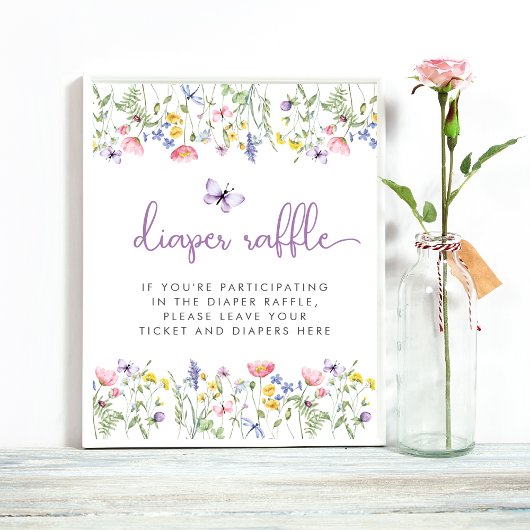 Boho Wildflower Luier Raffle Drop Off Baby shower Poster