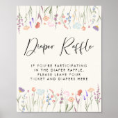Boho Wildflower Luier Raffle Drop Off Baby shower Poster (Voorkant)