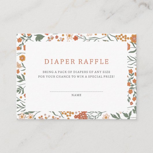 Boho Wildflower Luier Ruffle Informatiekaartje (Voorkant)