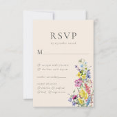 Boho Wildflower Maaltijden Opties Bruiloft RSVP Kaartje (Voorkant)