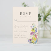 Boho Wildflower Maaltijden Opties Bruiloft RSVP Kaartje (Staand voorkant)
