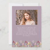 Boho Wildflower Mauve Foto Afstudeerder Aankondigi Kaart (Achterkant)