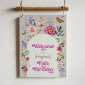 Boho Wildflower Meadow 1e verjaardag Welkom Poster