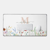 Boho Wildflower Meadow Aangepaste naam Bureaumat (Keyboard & Muis)