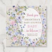 Boho Wildflower Meadow Arch Elegant Bloemen Baby Bedankjes Labels (Voorkant)