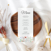 Boho Wildflower Meadow Bruiloft Menu Kaart