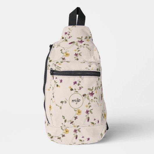 Boho Wildflower Meadow met Monogram Sling Bag (Voorkant)