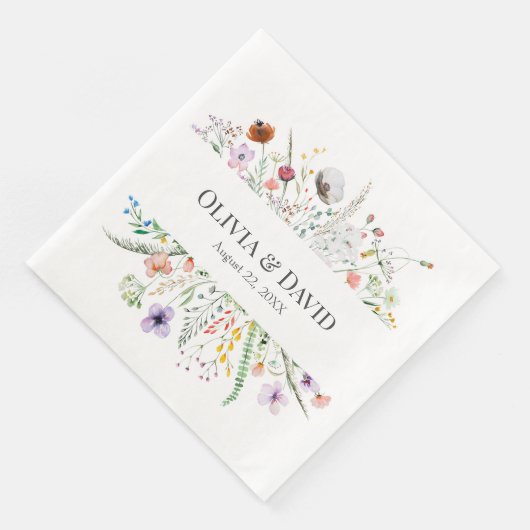 Boho Wildflower Meadow Wedding Napkins Servet (Hoek)