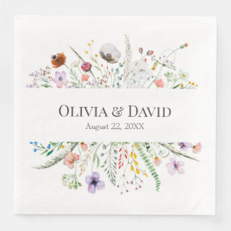 Boho Wildflower Meadow Wedding Napkins Servet
