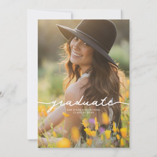 Boho Wildflower Meisje Afstuderen Aankondiging (Voorkant)