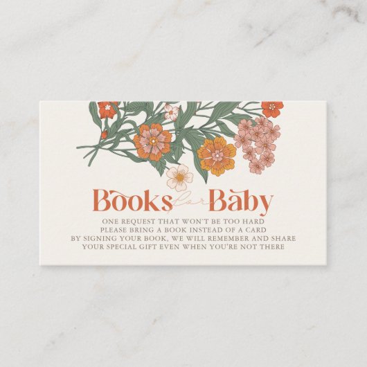 Boho Wildflower Meisje Baby shower Boek Aanvraag Informatiekaartje (Voorkant)