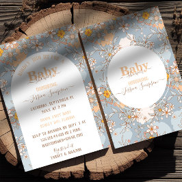 Boho Wildflower Meisje Baby shower Uitnodiging