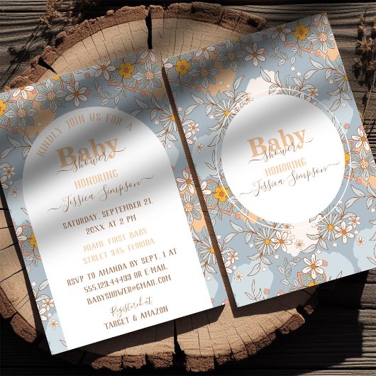 Boho Wildflower Meisje Baby shower Uitnodiging