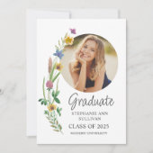 Boho Wildflower Meisje Foto University Afstuderen Aankondiging (Voorkant)