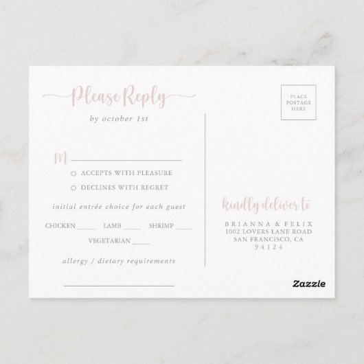 Boho Wildflower Menu Keuze RSVP (Achterkant)