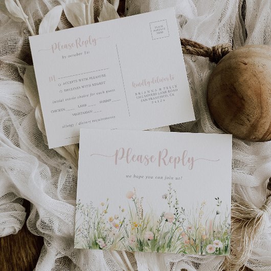 Boho Wildflower Menu Keuze RSVP