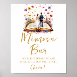 Boho Wildflower Mimosa Bar Sign Poster