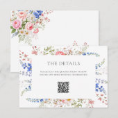 Boho Wildflower Minimalistische Bloemen Huwelijk Informatiekaartje (Voorkant / Achterkant)