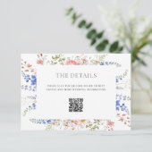 Boho Wildflower Minimalistische Bloemen Huwelijk Informatiekaartje (Staand voorkant)