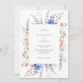 Boho Wildflower Minimalistische Bloemen Huwelijk Kaart (Voorkant)