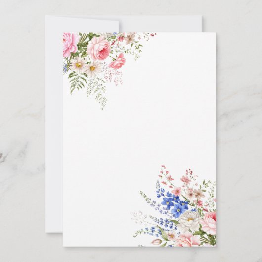 Boho Wildflower Minimalistische Bloemen Huwelijk Kaart (Achterkant)