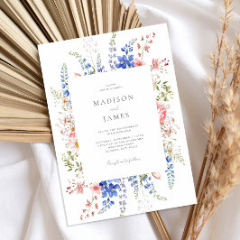 Boho Wildflower Minimalistische Bloemen Huwelijk Kaart