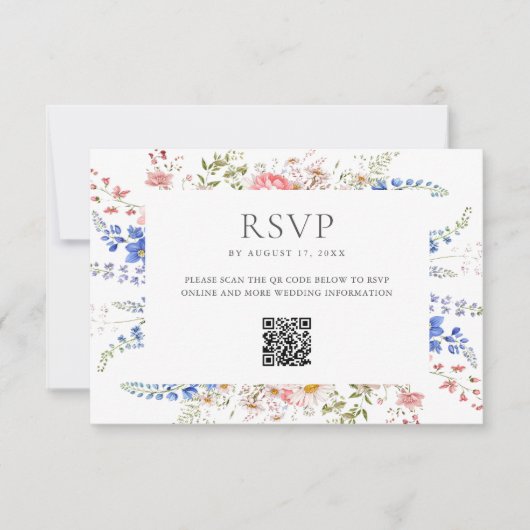 Boho Wildflower Minimalistische Bloemen Huwelijk RSVP Kaartje (Voorkant)