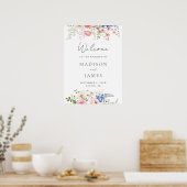 Boho Wildflower Minimalistische Bloemen Welkom Huw Poster (Keuken)