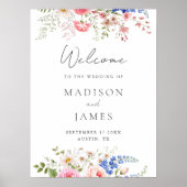 Boho Wildflower Minimalistische Bloemen Welkom Huw Poster (Voorkant)