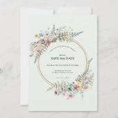 Boho Wildflower Mint Groen Bruiloft Save The Date (Voorkant)