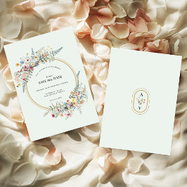 Boho Wildflower Mint Groen Bruiloft Save The Date