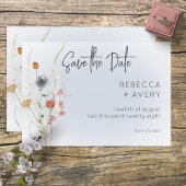 Boho Wildflower Modern Blue Save the Date Kaart