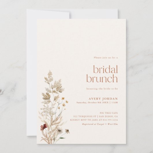 Boho Wildflower Modern Floral Herfst Vrijgezellenf Kaart (Voorkant)