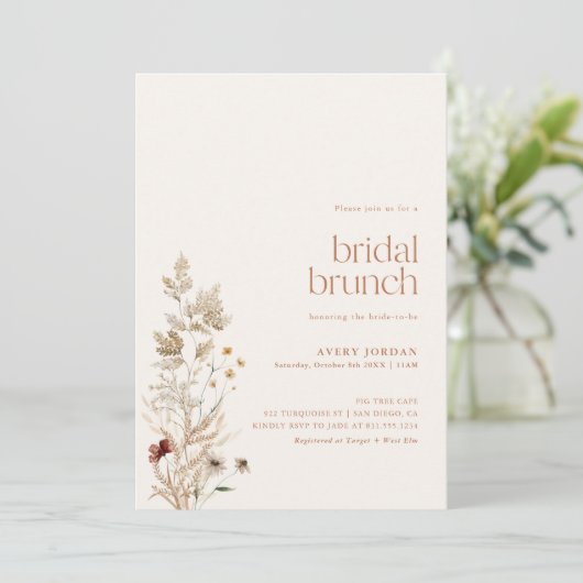 Boho Wildflower Modern Floral Herfst Vrijgezellenf Kaart (Staand voorkant)