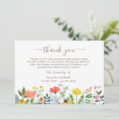 Boho Wildflower Modern Uitvaart Dankbetuiging Kaart (Staand voorkant)
